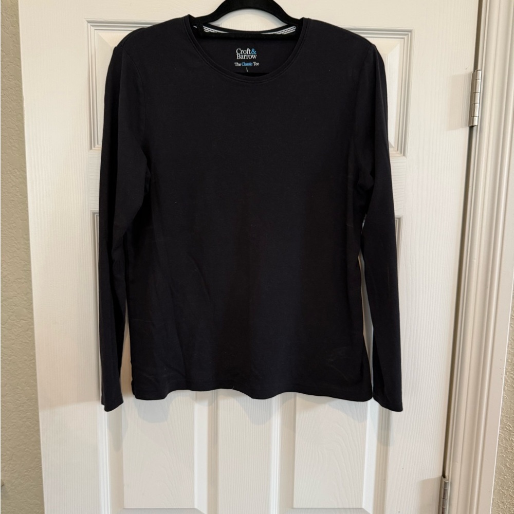 croft & barrow Black Long Sleeve Crew Neck Top